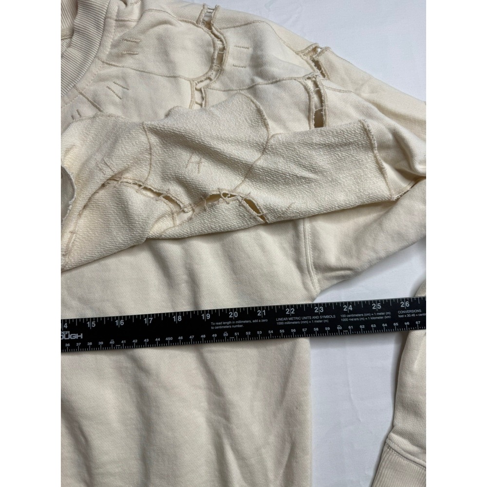 Free People Fluttercape Sweatshirt Laser Cut Ruffle Button Up Nila Cream XL RARE - Picture 7 of 9